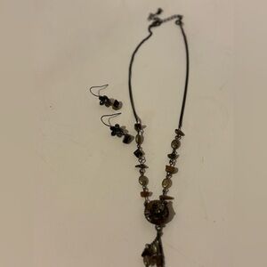 Chic Black and Brown Beaded Necklace Set